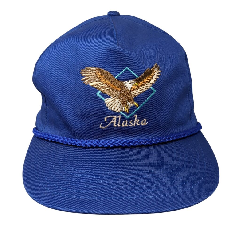 Alaska American Eagle Snapback Hat Blue One Size Adjustable Rope Arctic Circle